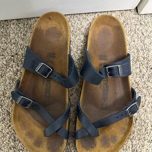 Birkenstock Oiled Leather Navy Sandals